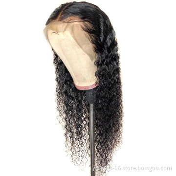 Vendors Wholesale Top Selling 13X4 Lace Front Wig  Peruvian Virgin Human Hair Water Curly Wave Glueless Wig Can Be Customized